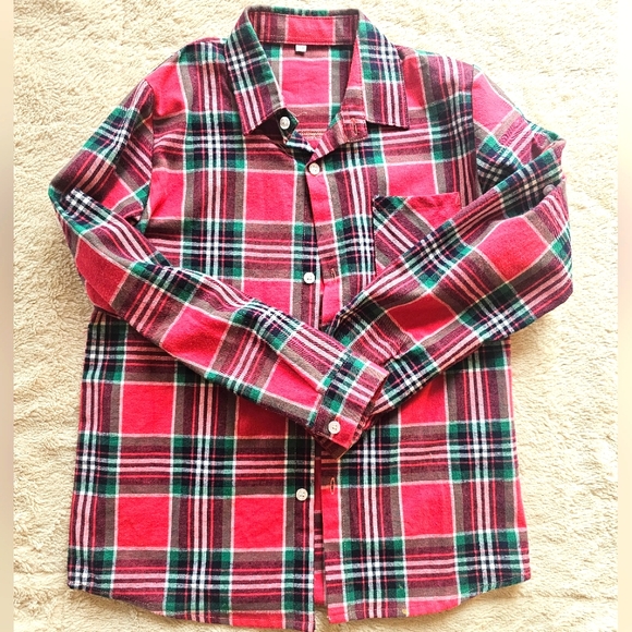 Plaid Kids Shirt - Red and Green - Picture 1 of 1